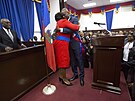 Prezident Haiti Jovenel Mo&#239;se se svou manelkou Martine. (7. února 2017)