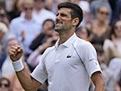 Novak Djokovi oslavuje postup do semifinále Wimbledonu