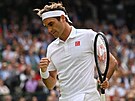 Roger Federer ve tvrtfinále Wimbledonu