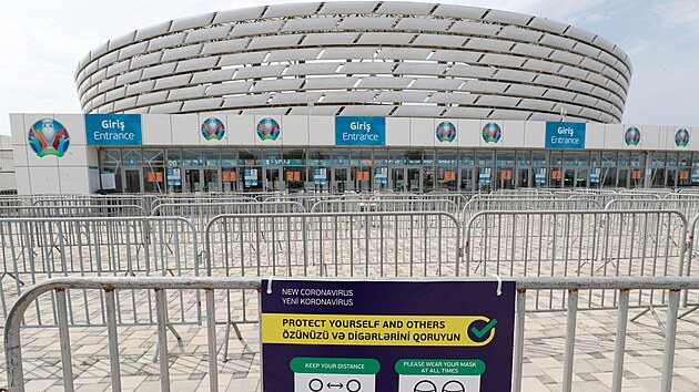 Pohled na stadion v zerbjdnskm Baku, kde se esk reprezentace stetne ve tvrtfinle mistrovstv Evropy s Dnskem.