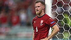 eský obránce Tomá Kalas bhem tvrtfinálového duelu s Dánskem