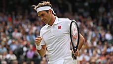 Roger Federer ve tvrtfinále Wimbledonu