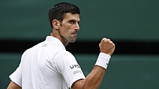 Novak Djokovi bhem semifinále Wimbledonu