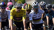 Mathieu van der Poel a Julian Alaphilippe na startu sedm etapy Tour de France.