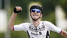 Matej Mohori se raduje v cli sedm etapy Tour de France.