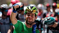 Usmvavý Mark Cavendish na startu dvanácté etapy Tour de France.