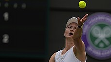 Barbora Krejíková bhem osmifinále Wimbledonu.