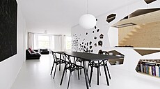 Geometrické tvary �idlí Chair One (Magis) korespondují s otvory bílé...