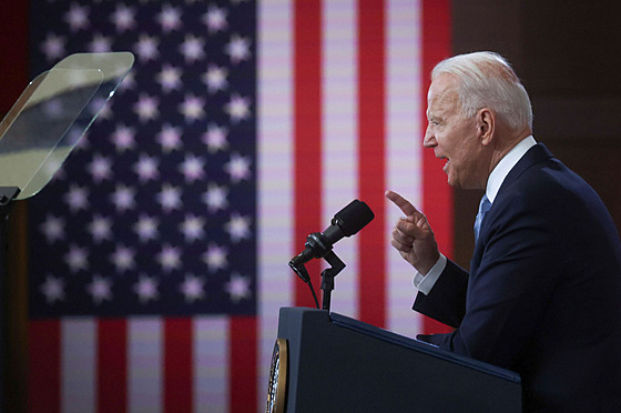 Americký prezident Joe Biden přednesl projev, v němž se neobvykle tvrdě pustil...