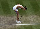 Karolína Plíková bhem finále Wimbledonu proti Australance Ashleigh Bartyové.