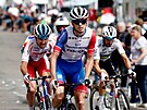 David Gaudu jede na ele úniku bhem osmnácté etapy Tour de France.