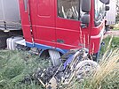 Srka motocyklisty s kamionem v slavkch na Nchodsku (13. 7. 2021)