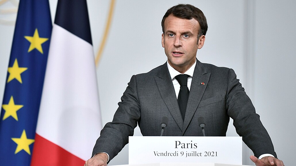 Francouzský prezident Emmanuel Macron (9. ervence 2021)