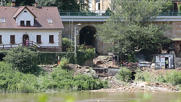 Jedno z míst v Dolní Žlebu, které změnily povodně k nepoznání (18. července 2021).