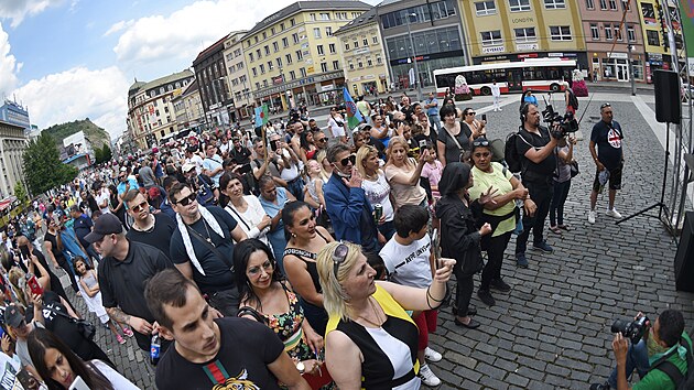 V Ústí nad Labem se konalo shromáždění proti rasismu a diskriminaci. (10. července 2021)