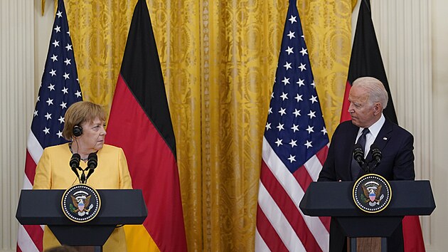 Biden a Merkelová se setkali v Bílém domě. (15. července 2021)