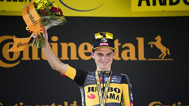 Sepp Kuss na pdiu po vtzstv v 15. etap Tour de France.