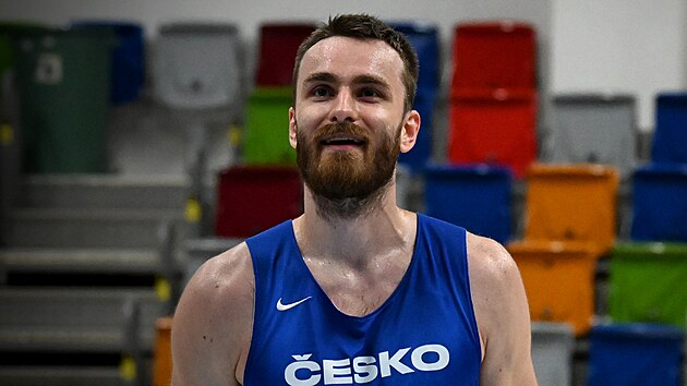 David Jelnek na pedolympijskm trninku eskch basketbalist.