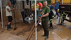 M�sto Dolní Poustevna, kde se vylil Lu�ní potok. (17. �ervence 2021)