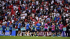 Rozcvička Italů před finálovým zápasem fotbalového Eura s Anglií.