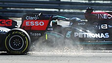 Lewis Hamilton po startu Velké ceny Británie formule 1.