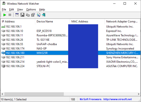 Program Wireless Network Watcher identifikoval zazen pipojen v sti