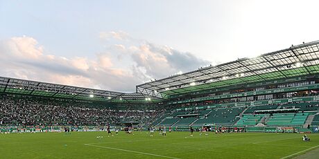 Stadion Rapidu Víde ped zápasem druhého pedkola Ligy mistr proti Spart.