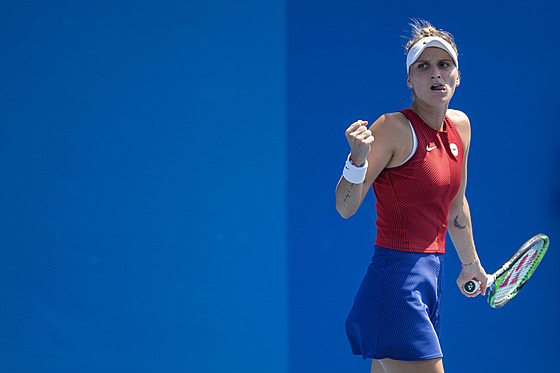 Markéta Vondrouová se hecuje ve tvrtfinále olympijského turnaje v Tokiu. 