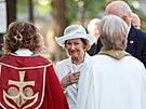 Píchod královny Norska na vzpomínkovou bohoslubu (22. ervence 2021)