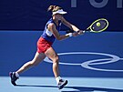 Zápas prvního kola tenisového turnaje en, Barbora Krejíková z R (na snímku)...