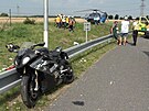 Motork havaroval na vjezdu z Vestce na Prask okruh. (23. ervence 2021)
