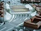 Model nového elezniního uzlu v Brn od architekt ze spoleností BIG  Bjarke...
