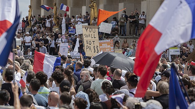 Do demonstrac proti koronavirovm opatenm se ve Francii zapojilo pes 160 tisc lid, uvedlo ministerstvo vnitra. (24. ervence 2021)