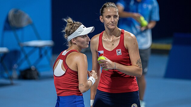 Plkov s Vondrouovou v osmifinle proti Brazilkm Laue Pigossiov a Luise Stefaniov promarnily v rozhodujcm tiebreaku tyi meboly a prohrly 6:2, 4:6 a 11:13. (27. ervence 2021)