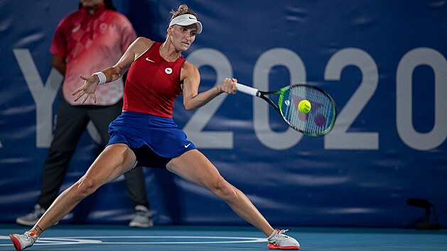 Markta Vondrouov v singlovm semifinle zniila Ukrajinku Svitolinovou 6:3 a 6:1.(29. ervence 2021)