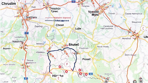 Kvli uzavenmu mostu v Kroun si idii osobnch aut zajedou asi 11 kilometr. Objzdn trasa povede obousmrn pes Skute. Kamiony ek mnohem del cesta pes Chrudim a Vysok Mto.