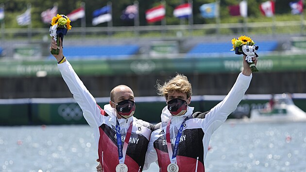 Stbrn Nmci Jonathan Rommelmann a Jason Osborne v zvodu dvojskifu lehkch vah na olympijskch hrch v Tokiu.