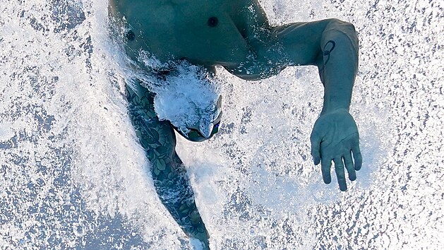 Caeleb Dressel v zvodu na 100 metr voln zpsob na olympijskch hrch v Tokiu.