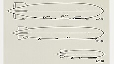 Porovnání velikosti vzducholodí: LZ 120 Bodensee (1919), LZ 127 Graf Zeppelin...