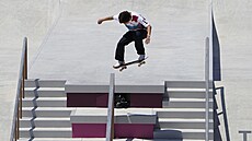Premiérovým olympijským vítězem ve skateboardingu se stal Japonec Juto...