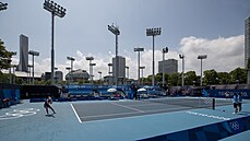 Markéta Vondrouová se vydýchává ve tvrtfinále olympijského turnaje v Tokiu. 