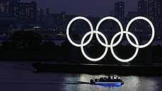 Olympijsk kruhy ozauj non Tokio.