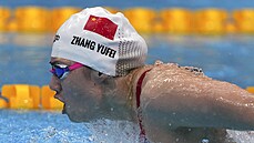Čínská plavkyně Čang Jü-fej v závodu na 200 metrů motýlek na olympijských hrách...