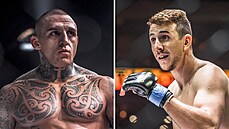 Slovenský MMA zápasník Gábor Boráros (vlevo) se utká v roce 2022 s hercem...