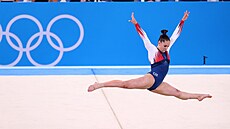 eská gymnastka Aneta Holasová v prostných.