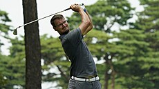 Český golfista Ondřej Lieser na sedmé jamce v prvním kole olympijského turnaje.