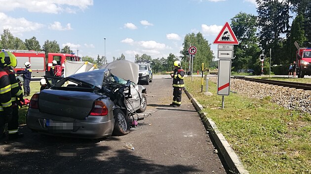 Nehoda se stala na přejezdu v Holubově.
