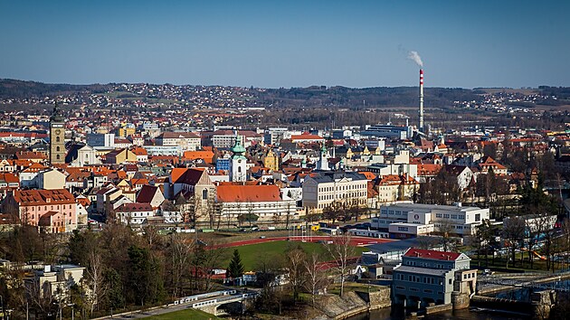 esk Budjovice pohledem z balnu.