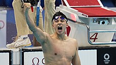 ínský plavec Wang un vyhrál na olympijských hrách v Tokiu polohový závod na...