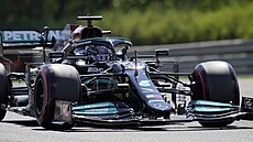 Lewis Hamilton z Mercedesu v kvalifikaci Velké ceny Maďarska F1.